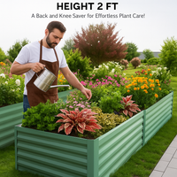 Garvee 6x3x2ft Galvanized Raised Garden Bed,Deep Root Planter Box for Vegetables,Flowers,Herbs-Large Metal Raised Garden Bed Kit Outdoor,Green
