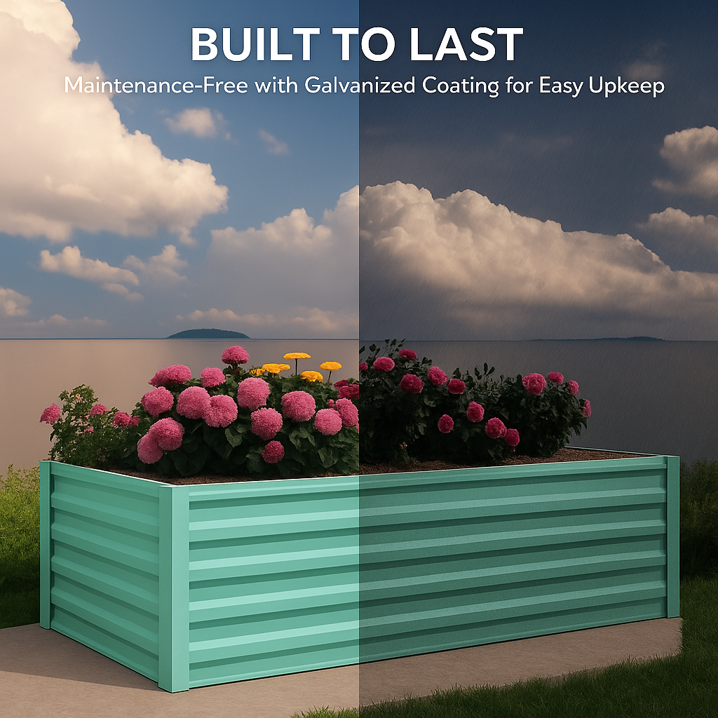 Garvee 6x3x2ft Galvanized Raised Garden Bed,Deep Root Planter Box for Vegetables,Flowers,Herbs-Large Metal Raised Garden Bed Kit Outdoor,Green