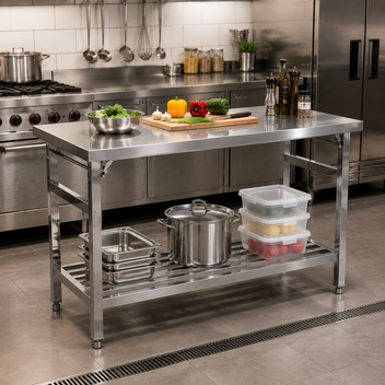 Garvee 48"L x 24"W x 32"H Stainless Steel Table Commercial Heavy Duty Folding Work Table with Undershelf Ideal for Kitchen Laundry and Outdoor Cooking Areas
