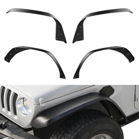 Garvee Front & Rear Flat Fender Flares for 2018-2024 Jeep Wrangler JL & JLU Unlimited (2/4 Doors) Off-Road Fenders, Heavy Duty Solid Steel Metal Black Powder Coated 4PCS