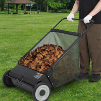 Garvee 21" Push Lawn Sweeper with 4-Brush System, Heavy Duty Steel Yard Leaf Collector, Adjustable Height, 3.5 Cu Ft Bag, Manual Grass & Lawn Cleaner Black