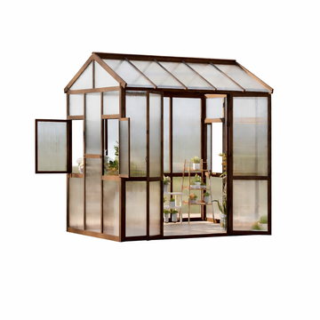 Garvee Heavy Duty Wooden Greenhouse 6x8 FT for Outdoor - Walk-in Kit with 6mm Polycarbonate Panels, Ventilated Window, Lockable Door - Ideal for Backyard, Patio, Lawn, Sturdy Wood