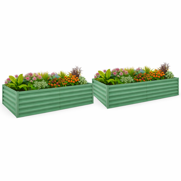 Garvee 2 Pack Galvanized Metal Raised Garden Beds - 8x4x2 Ft, 24" Tall Large Planter Boxes for Vegetables, Flowers, Herbs & Succulents - Rust-Resistant, Easy Assembly, Outdoor Use