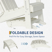Garvee Folding Adirondack Ottoman Set of 2 - HDPE All-Weather Outdoor Footrests for Patio, Deck, Lawn, Poolside - Weather-Resistant, Durable - Compatible with Adirondack Chair - White, 2-Pack