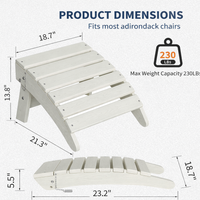 Garvee Folding Adirondack Ottoman - HDPE All-Weather Outdoor Footrest for Patio, Deck, Lawn, Poolside - Durable, Weather-Resistant - Compatible with Adirondack Chair - White, 1 Piece