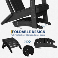 Garvee Folding Adirondack Ottoman Set of 2 - HDPE All-Weather Outdoor Footrests for Patio, Deck, Backyard, Poolside - Durable, Weather-Resistant - Compatible with Adirondack Chair - Black, 2-Pack