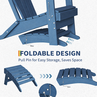 Garvee Folding Adirondack Ottoman - HDPE All-Weather Outdoor Footrest for Patio, Deck, Lawn, Poolside - Weather-Resistant, Durable - Compatible with Adirondack Chair - Navy Blue, 1 Piece