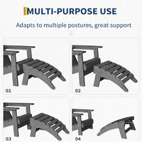 Garvee Folding Adirondack Ottoman - HDPE All-Weather Outdoor Footrest for Patio, Deck, Backyard, Poolside - Weather-Resistant, Easy to Store - Compatible with Adirondack Chair - Grey, 1 Piece