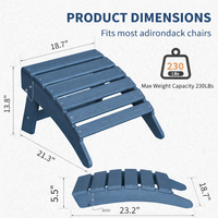 Garvee Folding Adirondack Ottoman - HDPE All-Weather Outdoor Footrest for Patio, Deck, Lawn, Poolside - Weather-Resistant, Durable - Compatible with Adirondack Chair - Navy Blue, 1 Piece
