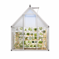 Garvee Heavy Duty 6x4 FT Walk-In Aluminum Greenhouse with Polycarbonate Panels – UV Protection, Roof Ventilation, Easy Assembly, Ideal for Home Gardeners and Vegetables – Silver