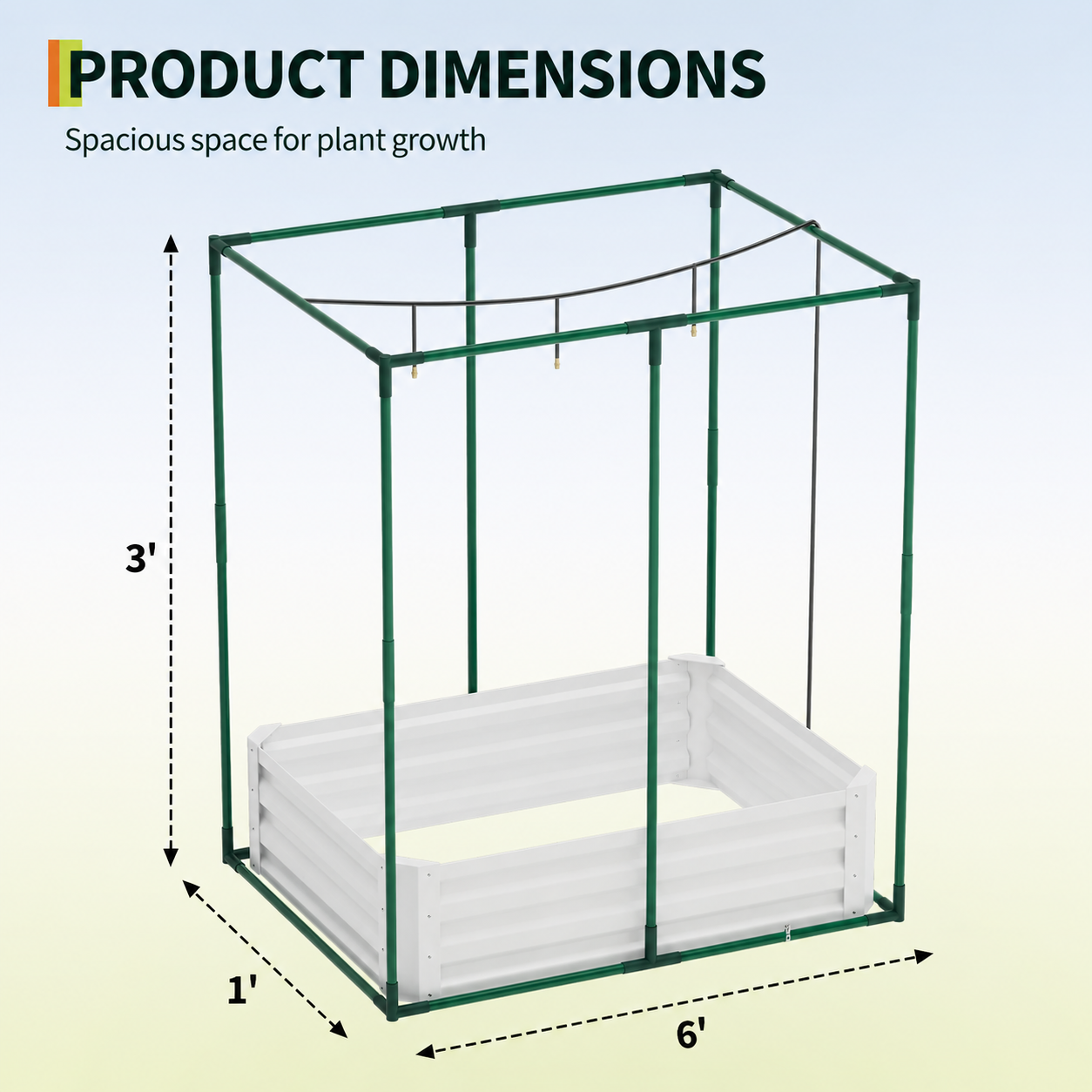 Garvee 6' x 3' x 1' Raised Garden Bed Kit with Shade Cloth & Drip Irrigation, 3-in-1 Galvanized Metal Planter Box with Insect Mesh Cover, Self-Watering Outdoor Garden Bed for Vegetables, Flowers & Herbs