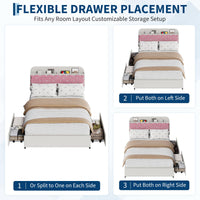 Garvee Modern Upholstered Velvet Bed Frame Queen with Storage Drawers, Noise-Free Metal Slats, MDF Wood, Easy Assembly, Cream Pink, Bedroom