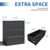 Garvee 3 Drawer Lateral File Cabinet, Metal Filing Cabinet with Lock for Home Office, Wide Steel Storage Cabinet Commercial Drawer Cabinets for Legal/Letter/A4 Size Files Assembly Required