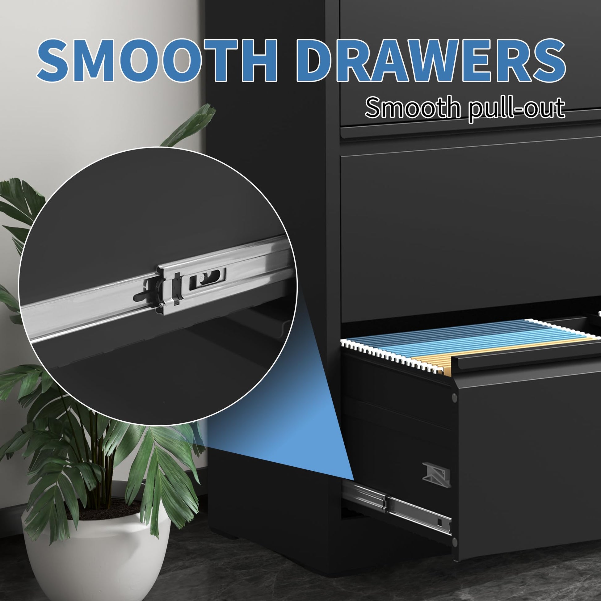 Garvee 3 Drawer Lateral File Cabinet, Metal Filing Cabinet with Lock for Home Office, Wide Steel Storage Cabinet Commercial Drawer Cabinets for Legal/Letter/A4 Size Files Assembly Required