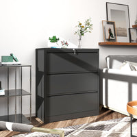 Garvee 3 Drawer Lateral File Cabinet, Metal Filing Cabinet with Lock for Home Office, Wide Steel Storage Cabinet Commercial Drawer Cabinets for Legal/Letter/A4 Size Files Assembly Required