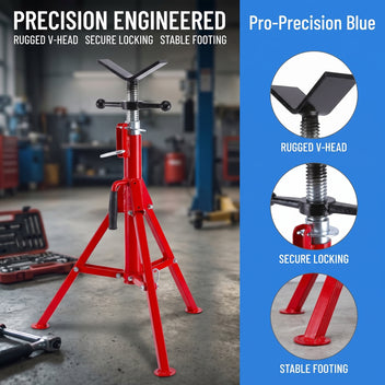 Garvee V Head Folding Steel Jack Stand, 1/8-12 Inch Pipe, 2500 lbs