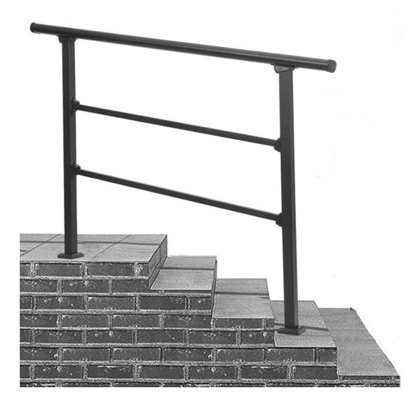 Handrails for Outdoor Steps, Outdoor Stair Railing Fits 3 to 4 Steps, Sturdy Porch Railing with Installation Kit, Black Wrought Iron Hand Railings for Outdoor Steps