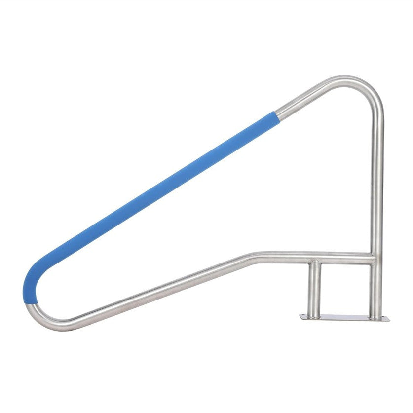 Garvee Pool Handrail 55x32 Pool Rail 304 Stainless Steel Silver Rustproof Pool Stair Rail with Blue Grip Cover Humanized Swimming Pool Railing, Quick Mount Accessories for Pools and Spas