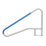 Garvee Pool Handrail 55x32 Pool Rail 304 Stainless Steel Silver Rustproof Pool Stair Rail with Blue Grip Cover Humanized Swimming Pool Railing, Quick Mount Accessories for Pools and Spas
