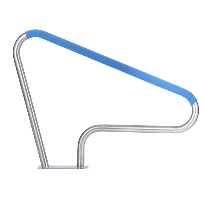Garvee Pool Handrail 48x36 Pool Rail 304 Stainless Steel Silver Rustproof Pool Stair Rail with Blue Grip Cover Humanized Swimming Pool Railing, Quick Mount Accessories for Pools and Spas
