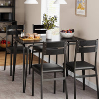 Garvee Dining Table Set for 4, Kitchen Table and Chairs for 4, 5 Piece Kitchen Dining Room Table Set, Space-Saving Wood Modern Rectangle Dinner Table Dinette Furniture for Home, Office, Black