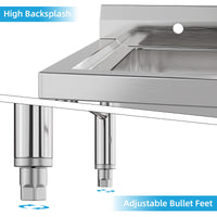 2-Compartment Kitchen Sink, Stainless, Anti-Leak, Commercial
