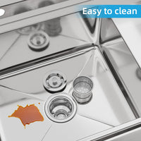2-Compartment Kitchen Sink, Stainless, Anti-Leak, Commercial