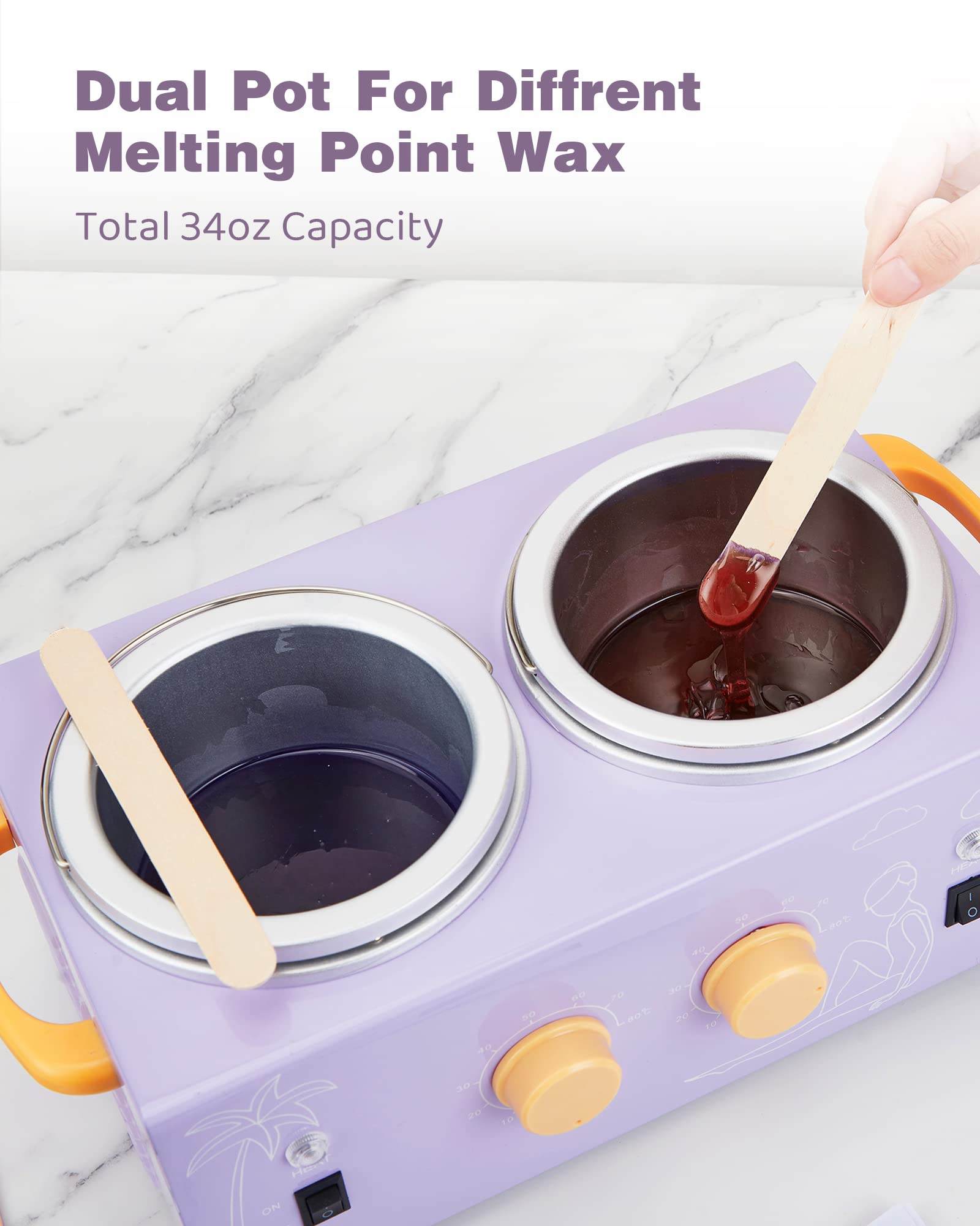 Dual Pot Professional Wax Kit, Quick Home Waxing, All Hair Types
