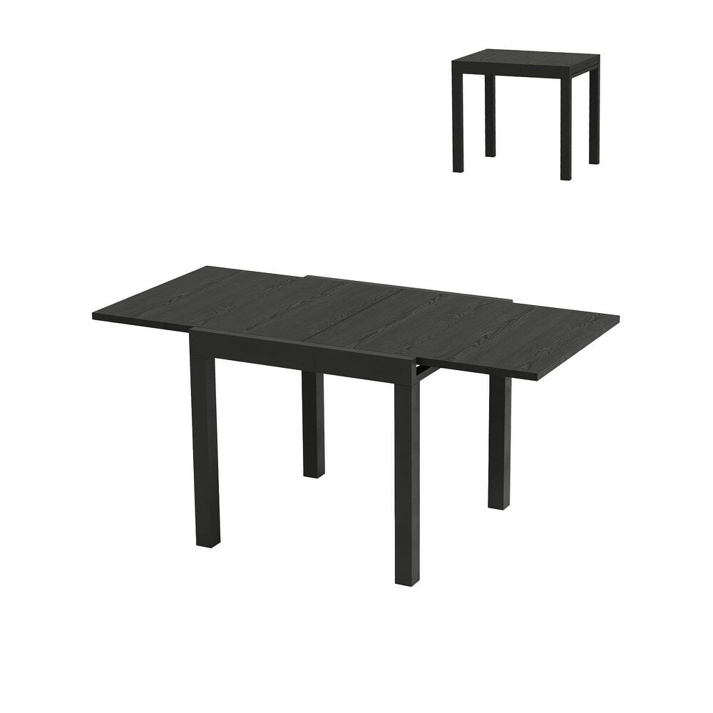 Garvee Aluminum Expandable Patio Table, Extendable Outdoor Dining Table Set for 4-6 with Aluminum Slat Tabletop for Backyard, Deck, Porch, Dark Grey