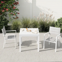 Garvee Expandable Patio Table, Extendable Outdoor Dining Table Set for 4-6 Persons, Aluminum Slat Frame Perfect for Backyard, Deck, Porch, White