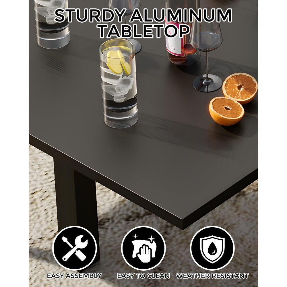 Garvee Aluminum Expandable Patio Table, Extendable Outdoor Dining Table Set for 4-6 with Aluminum Slat Tabletop for Backyard, Deck, Porch, Dark Grey