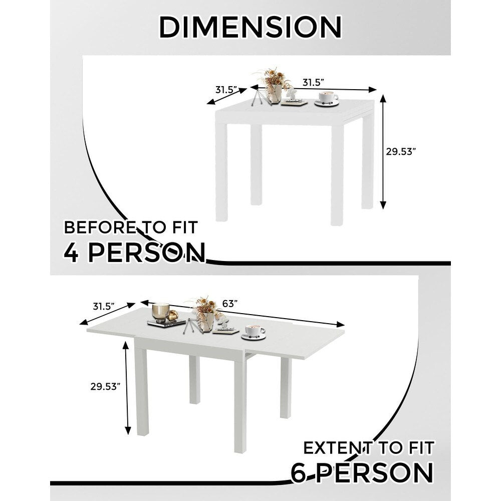 Garvee Expandable Patio Table, Extendable Outdoor Dining Table Set for 4-6 Persons, Aluminum Slat Frame Perfect for Backyard, Deck, Porch, White