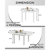 Garvee Expandable Patio Table, Extendable Outdoor Dining Table Set for 4-6 Persons, Aluminum Slat Frame Perfect for Backyard, Deck, Porch, White