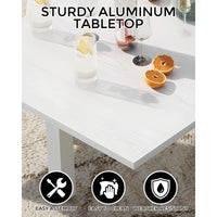 Garvee Expandable Patio Table, Extendable Outdoor Dining Table Set for 4-6 Persons, Aluminum Slat Frame Perfect for Backyard, Deck, Porch, White