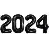 Garvee 16"/32" 2024 Balloons Foil Number Balloons For 2024 New Year Eve Party Supplies Graduation Decorations For Home Office 32 inch black - Black