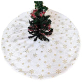 Garvee 90cm/120cm Christmas Tree Skirt Snowflake Sequin Pattern Thicked Plush Xmas Ornaments for Indoor Outdoor Merry Christmas Holiday Party Decor Gold Sequins 90cm