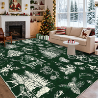Garvee Christmas Rug Thin Washable Rug with Non Slip Rubber Backing, Low Pile Soft Indoor Carpet, Non Shedding Foldable Printed Floor Mats for Living Room Nursery Bedroom