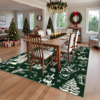 Garvee Christmas Rug Thin Washable Rug with Non Slip Rubber Backing, Low Pile Soft Indoor Carpet, Non Shedding Foldable Printed Floor Mats for Living Room Nursery Bedroom