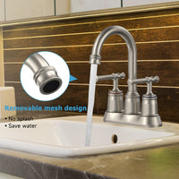 4" Classical Faucet, 2/3 Holes, Brushed Nickel, Bathroom Sink - GARVEE
