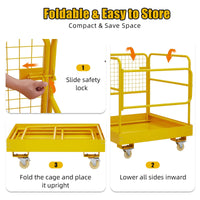 36x36 Inch Heavy Duty Collapsible Forklift Safety Cage, Yellow