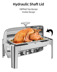 9QT Stainless Steel Roll Top Chafing Dish for Buffet Serving - GARVEE