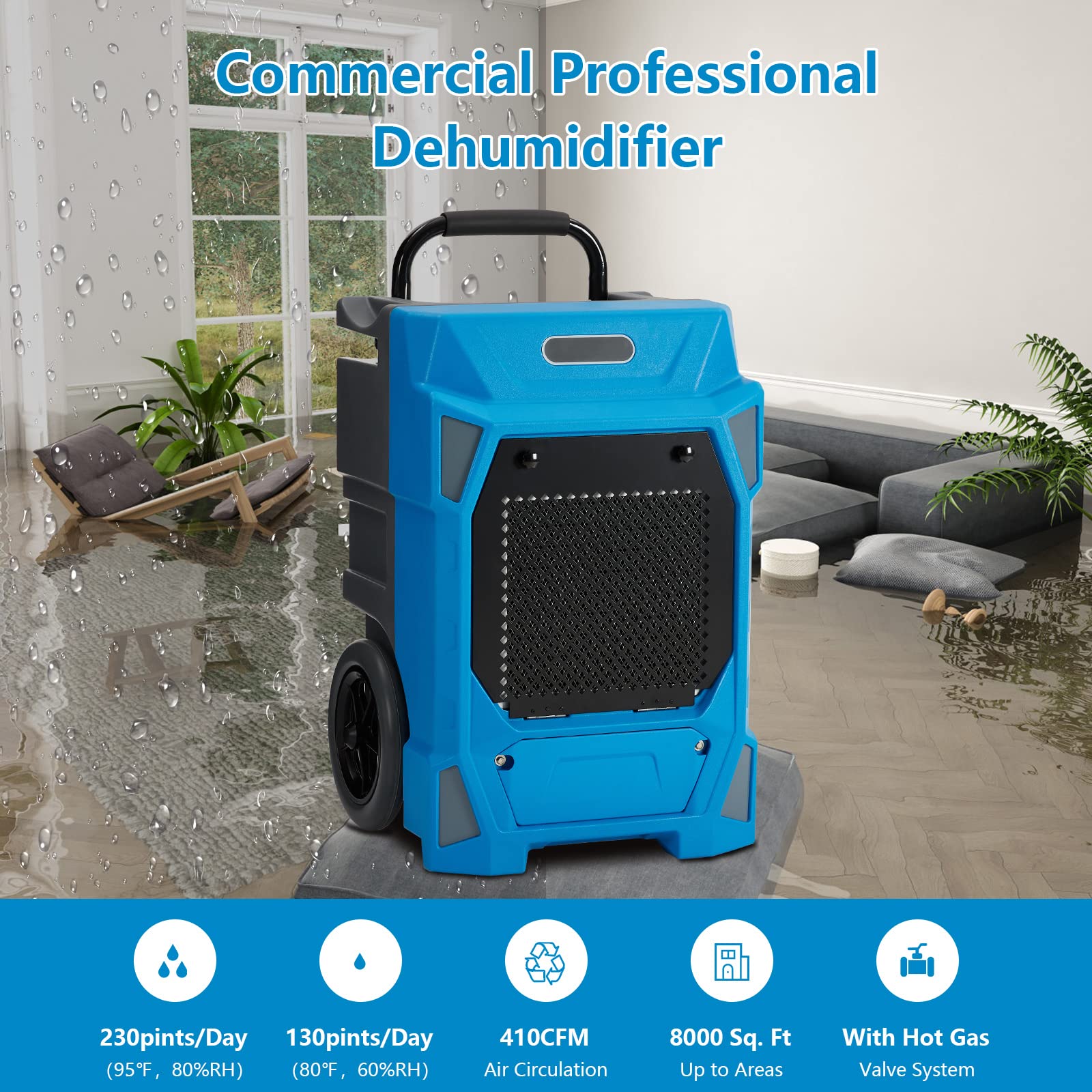 230 Pints Large Dehumidifier with Pump for Commercial Use