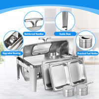 9QT Stainless Steel Visible Roll Top Chafing Dish Buffet Set