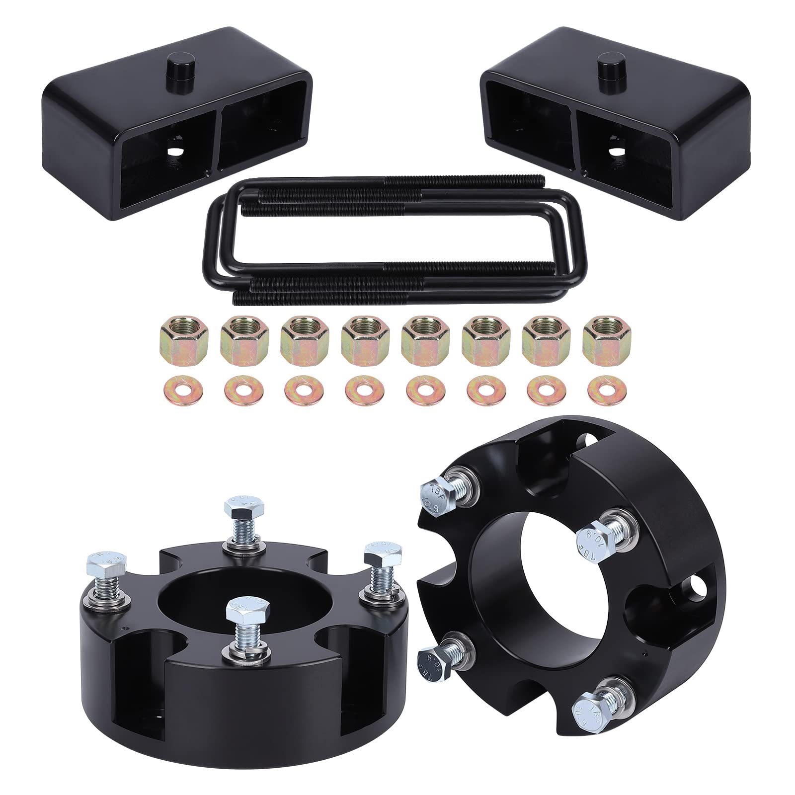 GARVEE Tundra 3 inch Front & 2 inch Rear Leveling lift kit T6 Aircraft Billet Strut Spacers Lift Blocks Extended U Bolts
