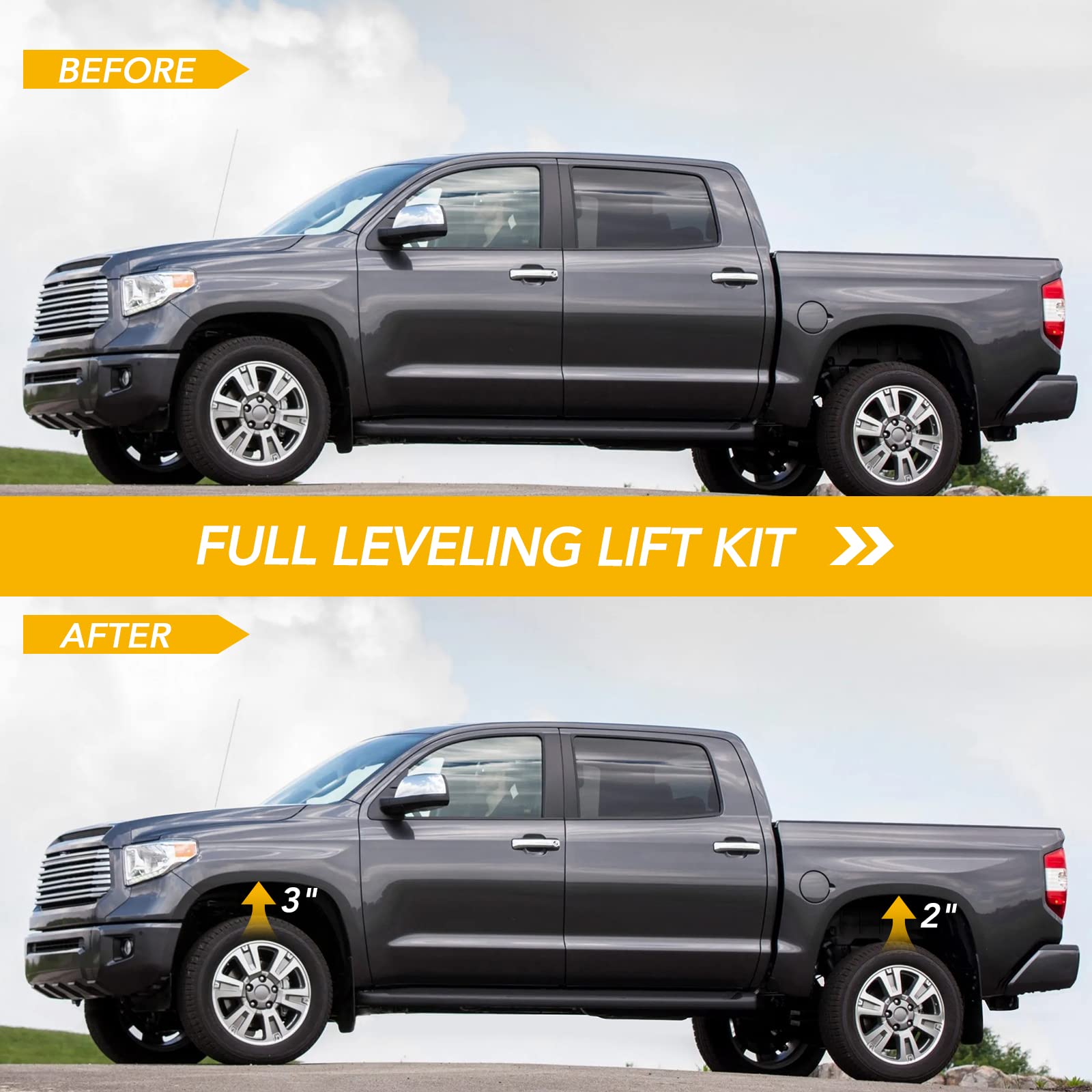 Tundra 3 inch Front & 2 inch Rear Leveling lift kit U Bolts