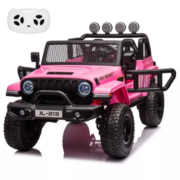 Garvee Ride - P Series: 24V 7AH Kids Ride on Truck Car 2 Seater Electric Vehicles for Toddles 2WD/4WD Switchable Battery Powered Cars with Remote Control, 4-Wheeler Suspension, LED Lights, MP3, Back Storage - Pink