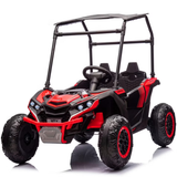 Garvee 24V Ride On Utv for Kids, 2 Seater Electric Truck With Sun Shade,4WD Electric Car Toy With Remote Control, Led Lights, 4 Shock Absorbersm,One Click Start, Music Player - Red - Red