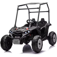 Garvee Ride - P Series: 24V Ride On Utv for Kids, 2 Seater Electric Truck With Sun Shade,4WD Electric Car Toy With Remote Control, Led Lights, 4 Shock Absorbersm,One Click Start, Music Player - Black