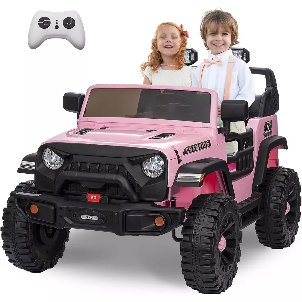 Garvee Ride - P Series: 24V Ride On Car 2 Seater For Kids Age 3+ , XL Electric Vehicles for Big Kids with 20" Wide Seat, 3 Speed, 2x200W Powerful Motor, Suspension, Bluetooth, Music,Power Wheels with Parent Control for Kids to Drive - Pink