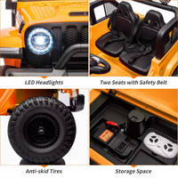 Garvee Ride - P Series: 24V 7AH Kids Ride on Truck Car 2 Seater Electric Vehicles for Toddles 2WD/4WD Switchable Battery Powered Cars with Remote Control, 4-Wheeler Suspension, LED Lights, MP3, Back Storage - Orange